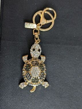 Off Park Crystal Turtle Keychain or Bag Charm - Gold Tone, Bling